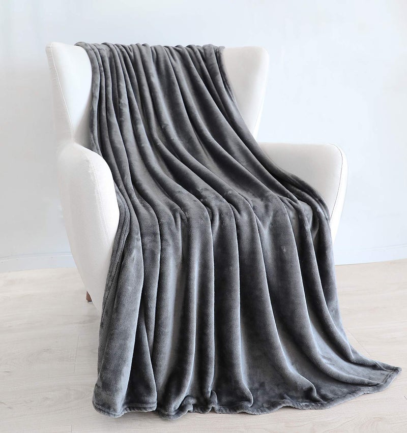 TASTHROW Large Flannel Fleece Throw Blanket, 50Ã—70 Inch - Cozy Lightweight Thick Blanket - All Seasons Suitable for Women, Men and Kids (Two Pack, Grey) - Image 2